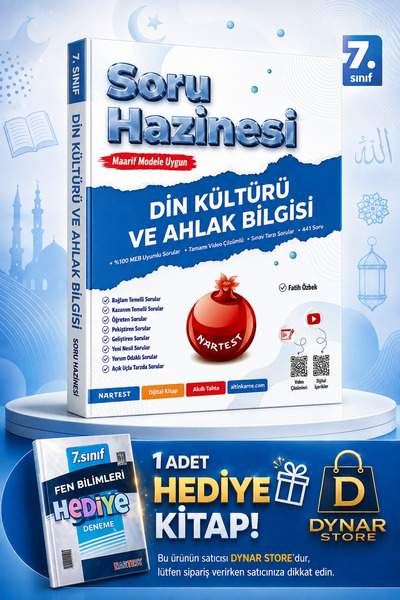 Nartest Yayınları Nar test 7 sınıf din kültürü ve ahlak bilgisi soru bankası
