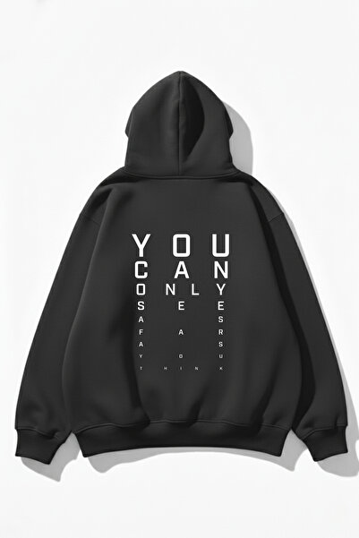 uyguntarz Unisex Soft Textured Focus Printed Design Oversize 3 Thread Hoodie ...