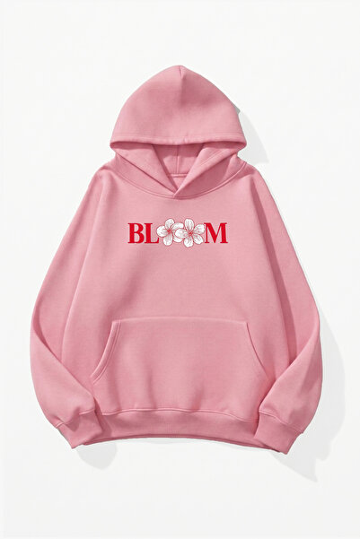 uyguntarz Unisex Soft Textured Bloom Printed Design Oversize 3 Thread Hoodie ...