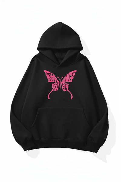 uyguntarz Unisex Soft Textured Aura Printed Design Oversize 3 Thread Hoodie S...