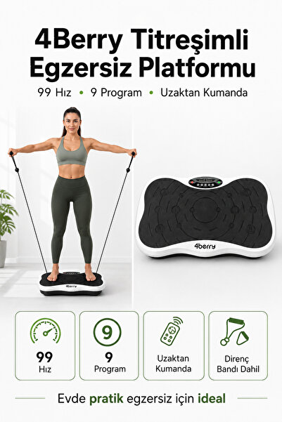 4 Berry Titreşimli Egzersiz ve Fitness Aleti – 200W, 99 Hız, 9 Program, Uzakt...