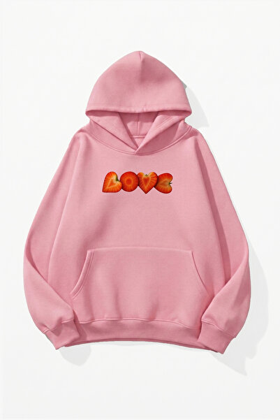 uyguntarz Unisex Soft Textured Love Strawberry Printed Design Oversize 3 Thre...