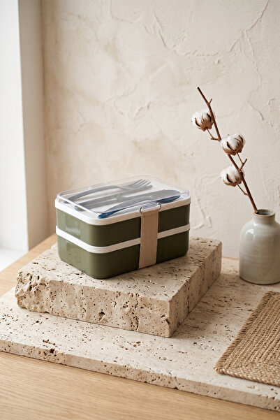 Kitchen Life 2 Katlı Sızdırmaz Kaşık Çatallı Lunch Box Beslenme Kabı Saklama ...