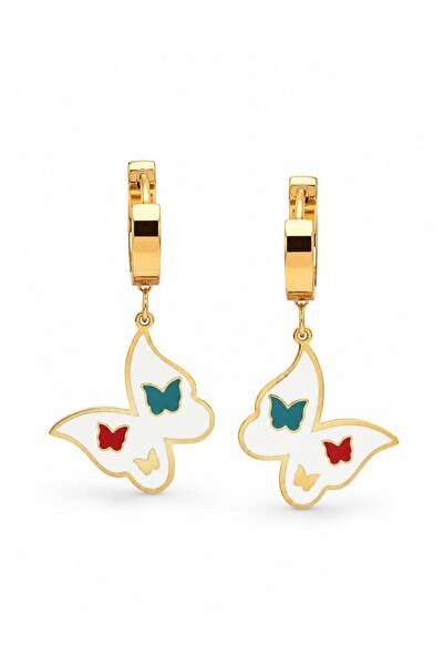 serelya 316L Steel Gold Color Colorful Enamel Butterfly Earrings