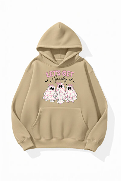 uyguntarz Unisex Soft Textured Let's Spooky Printed Design Oversize 3 Thread ...