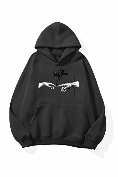 uyguntarz Unisex Soft Textured Contact Printed Design Oversize 3 Thread Hoodi...