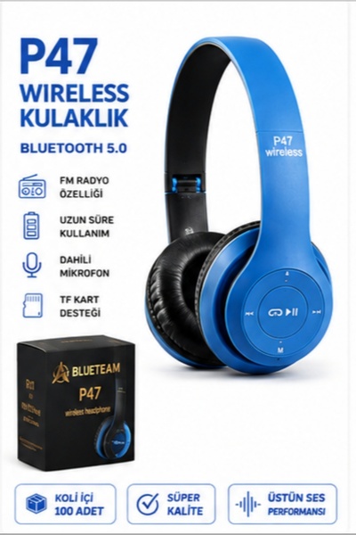 BlueTeam P47 KAFA ÜSTÜ BLUETOOTH KULAKLIK