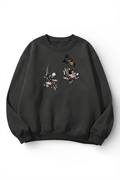 uyguntarz Unisex Soft Textured Sufism Printed Design Oversize 3 Thread Crew N...