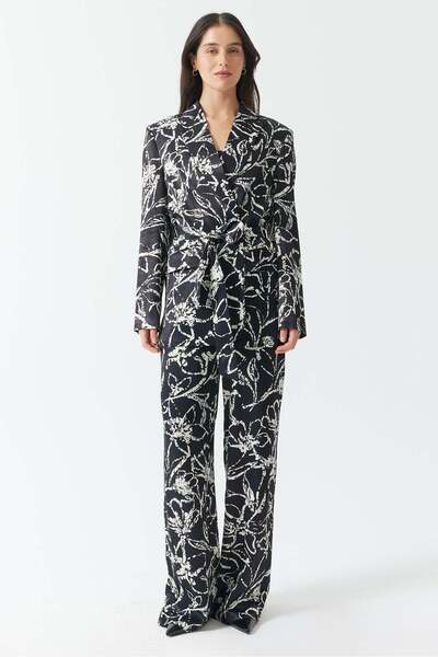 PAULMARK Women's Patterned Satin Trousers