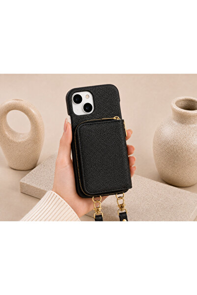 botyco Iphone 14 Plus (6.7 inç) Uyumlu Yanları Açık Slım Tasarım Cüzdanlı Fer...
