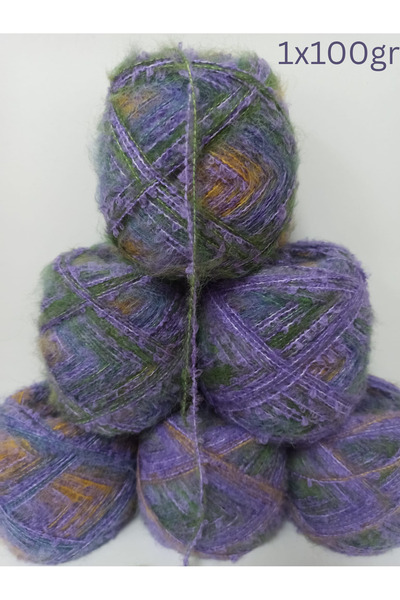 İPEK YÜN İPLİK DÜNYASI Angora Örgü İpi Batik (Buklet İp Leylak Karışım) 100gr