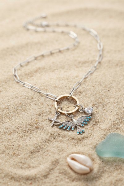 ForWhat Silver brass paper clip chain phoenix women necklace for elegant necks