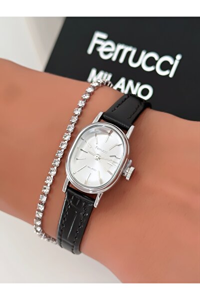 Ferrucci Leather Cord Minimal Oval Case Roman Numeral Women's Wristwatch 2 Ye...