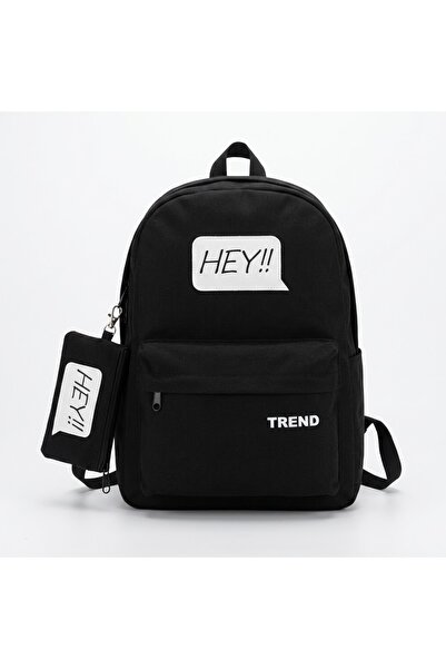 Genel Markalar Laptop bölmeli unisex siyah okul çantası