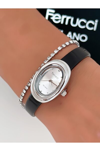 Ferrucci Leather Cord Oval Case Women's Wristwatch 2 Years Warranty 3 Atm Wat...