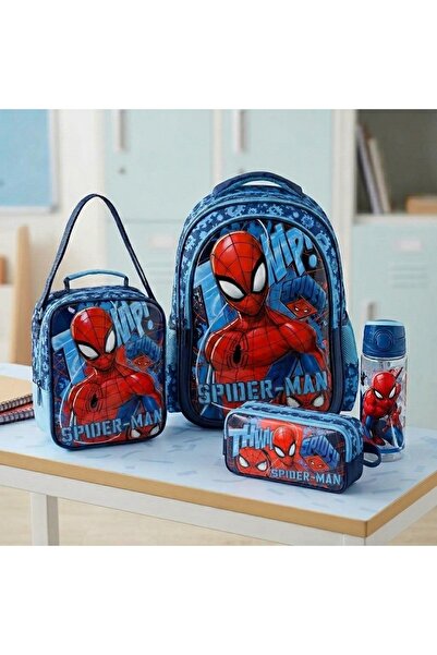 SPIDERMAN Premium Licensed School Bag Set: Primary School Bag + Lunchbox + Pe...