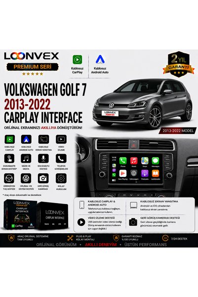 LOONVEX Premium Volkswagen Golf 7 2013-2022 CarPlay Interface – Kablosuz CarP...