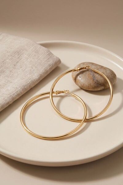 norsary 316L Steel Gold Color 56 mm Hoop Earrings