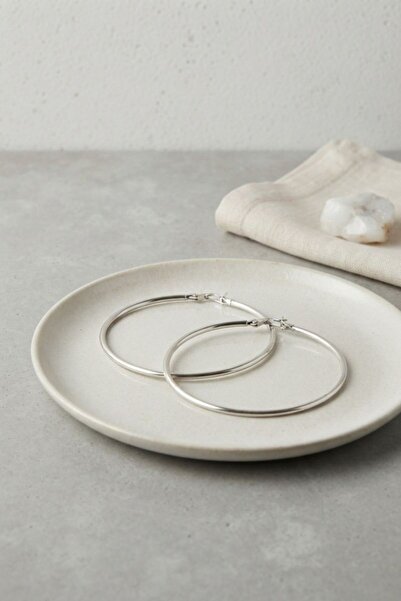norsary 316L Steel Silver Color 66 mm Hoop Earrings