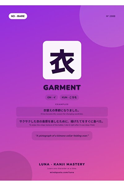 OEM Poster Infografic Kanji Îmbrăcăminte, Artă Japoneză, Carton 250g, A4