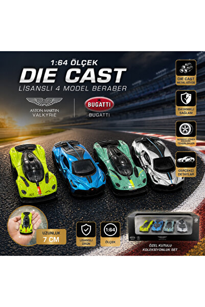 Boratila Toys 1:64 Scale Original Licensed Metal Die Cast Set of 4 Bugatti Di...