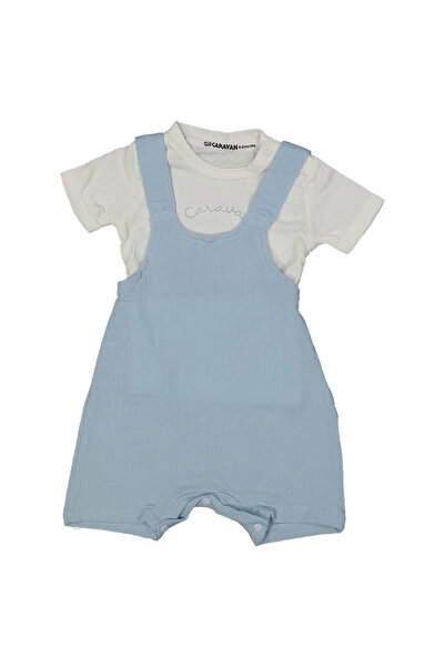 bebegen Baby Boy Ecru Baby Blue Muslin Salopet Suit