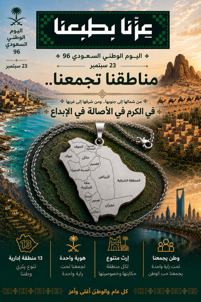Necklace قلادة نسائية لليوم الوطني السعودي 96 من الستانلس ستيل، سلسلة بطول 45...