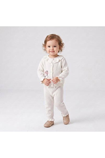 BES TREND Baby Girl Ruffle Collar Floral Knitwear 2-Piece Set 6-24 Months