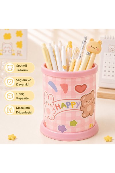 Generic Brand Pernica - Kawaii roze medvedić i zečić, organizator za sto veli...