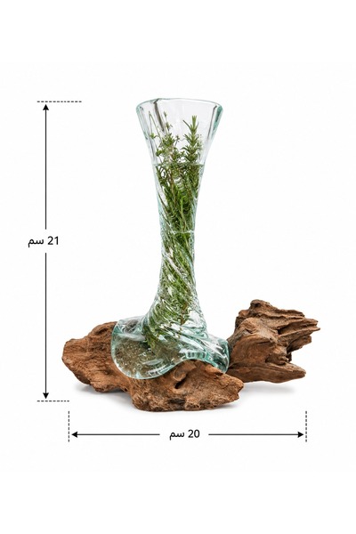 Generic Artistic Glass Vase with Wood Base - Elegant Home Decor
