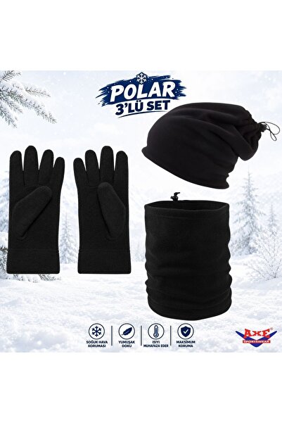 AXE SPORTSWEAR Winter Black Cold Weather Protective Foldable Thermal Fleece G...