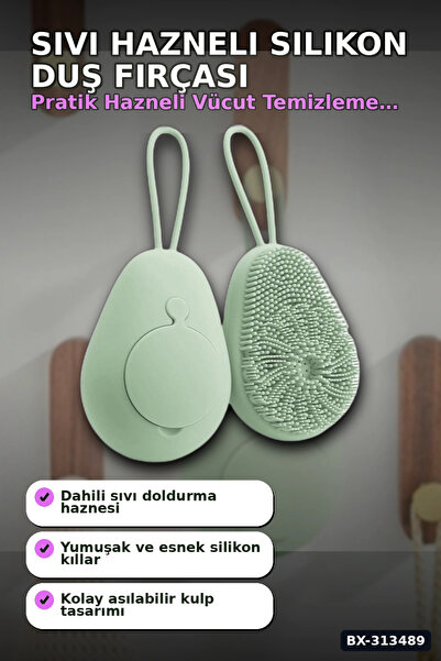 Mercansa Soft Silicone Shower Massage Brush with Liquid Reservoir - Ergonomic...