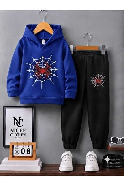 NC Nicee Clothes طقم رياضي للأطفال للجنسين (طباعة شبكة العنكبوت الحمراء والبي...