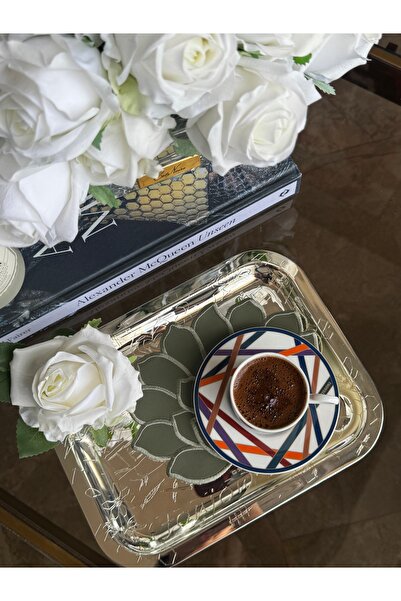 Matis Home Line Lotus deri Yeşil 2’li bardak altlik