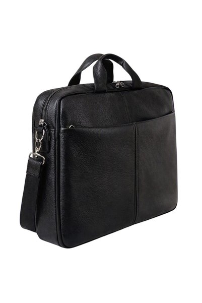 Çantachım Laptop Bag with Leather Document Compartment 17.3" Inch Adjustable Shoulder Strap Black