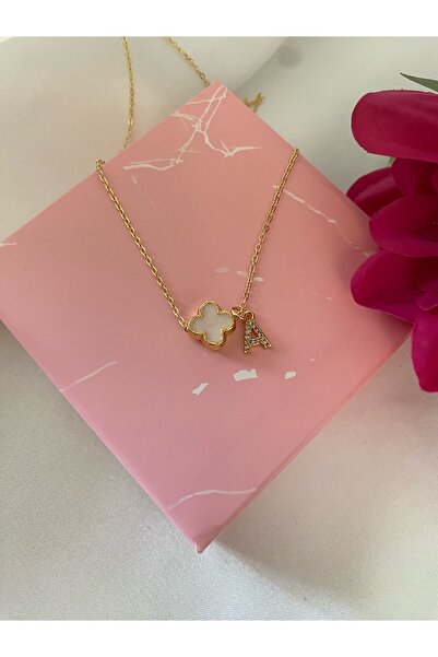 Asia by Leuvoié Asia by Leuvoie Zircon Stone Letter a Clover Necklace