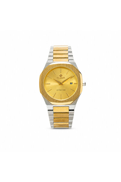 Clasico C1 Men’s Ultra-Thin Octagonal Stainless Steel Watch – Gold/Silver Case