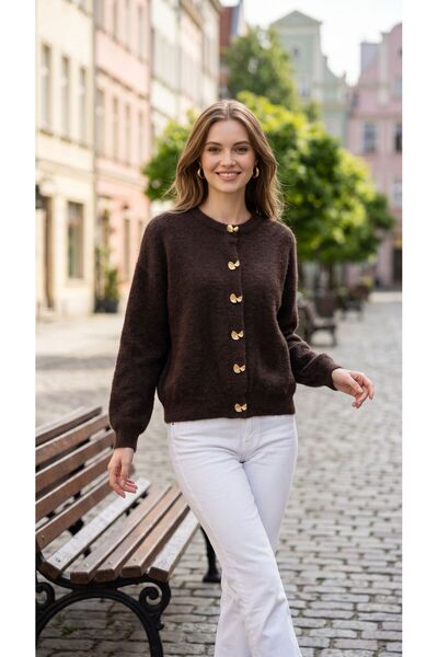 AYMİSS Stylish Cardigan with Metal Buttons