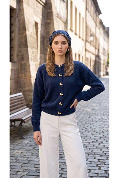 AYMİSS Stylish Cardigan with Metal Buttons