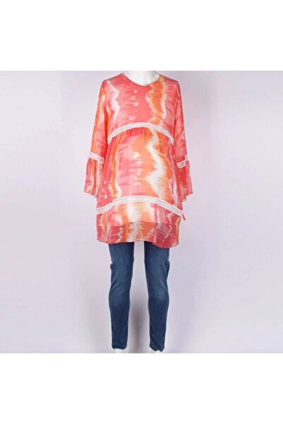 bebegen Merjan Orange Patterned Chiffon Maternity Tunic