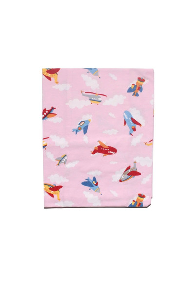 bebegen Baby Girl Pink Airplane Cloudy Patterned Flannel Blanket 80*90 cm