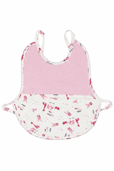 bebegen Baby Girl White Pink Giraffe Patterned Baby Bib