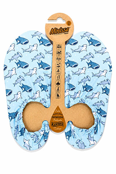 bebegen Boy's Blue Fish Patterned Pool/Sea Booties Shoes Size 33-35