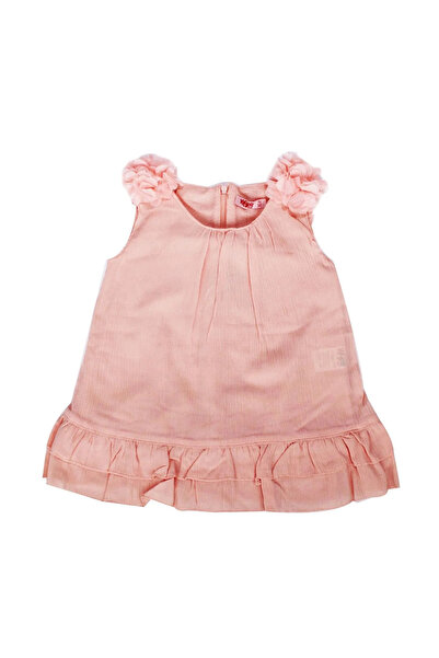 bebegen Girl's Salmon Shoulder Floral Viscose Dress