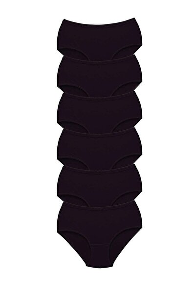 Zulu Ticaret Tutku-6 Pack Black Women's High Waist Bato Thick Rubber Panties