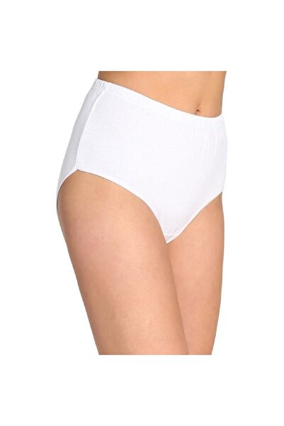 Zulu Ticaret Tutku-Women's White 6-Piece 100% Cotton High Waist Bato Panties