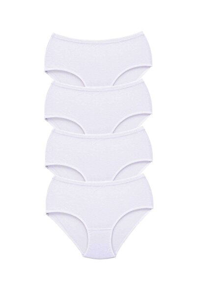 Zulu Ticaret Tutku-4 Pieces Women's High Waist Bato Thick Rubber Panties White