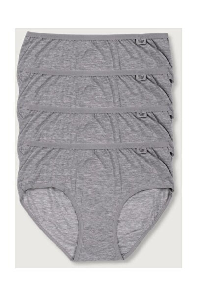 Zulu Ticaret Tutku-Women's Gray 4-Pack Lycra Bato Panties Elf568T0924Ccm4