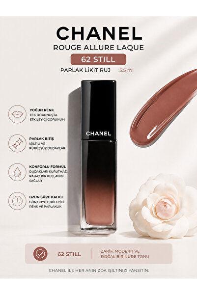 Chanel Rouge Allure Laque 62 Stıll 5.5 ml Yoğun Renk ve Parlaklık Etkisi Suna...