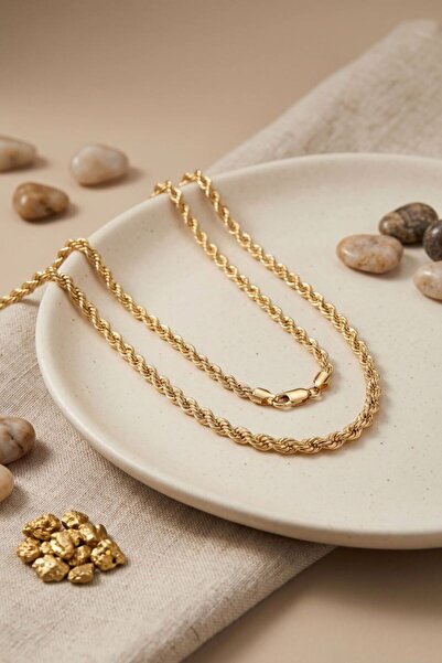 norsary Cm Twisted Chain Model Gold Color 50 cm Women's Necklace